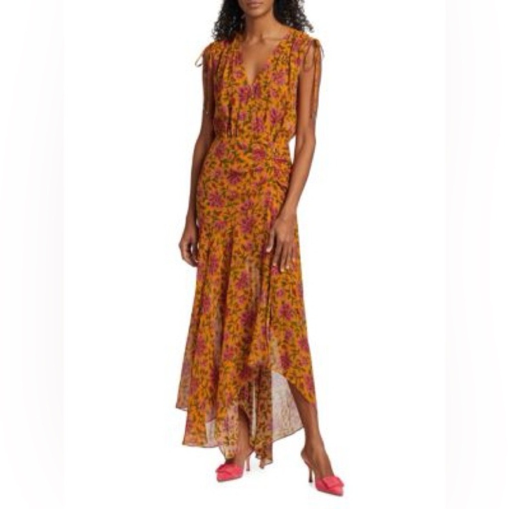 Veronica Beard Yellow and Red Floral Dress
